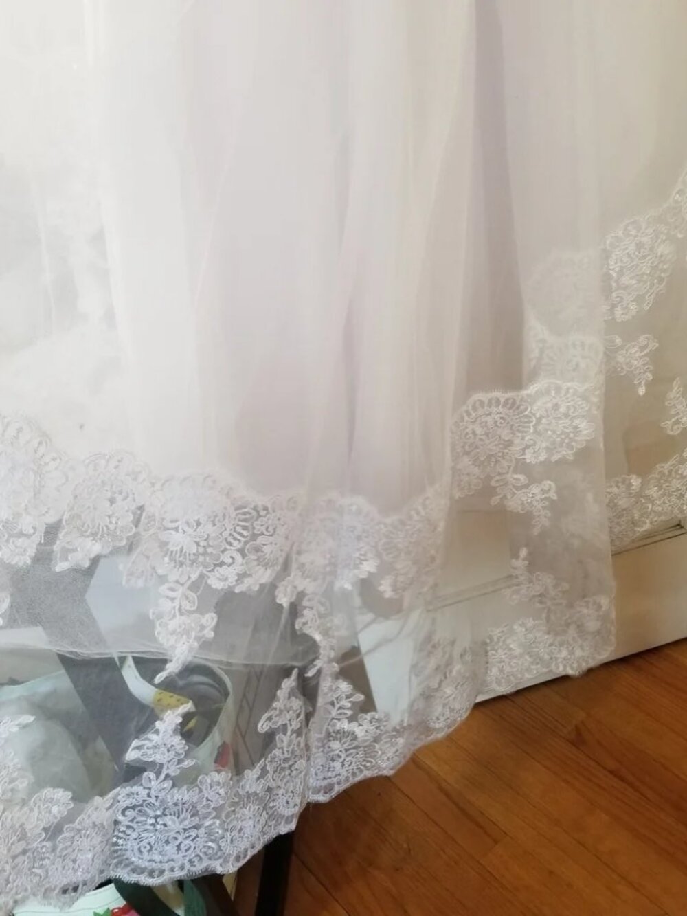 Communion White Lace Flower Girl Dress Butterfly Cape with Bow Size 12 - Picture 8 of 13